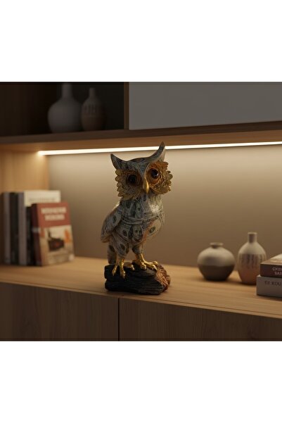 Kuzey Tacı Dolar Desenli Tekli Baykuş Biblosu 22 CM - Detaylı Polyester Dekor...