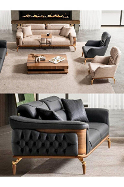 Mobilyaminegolden Dubai Sehpalı Usb Modüllü Yataklı Koltuk Takımı 3+3+1+1 ANT...