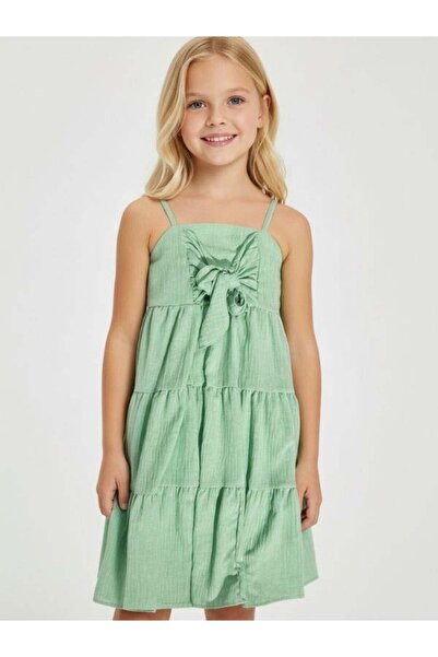 Zekids Детска рокля с презрамки и панделка