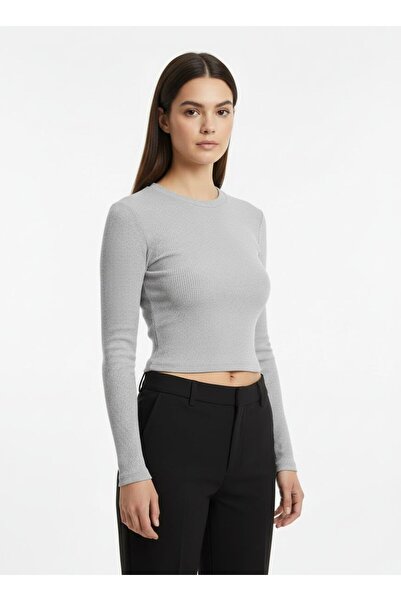 NEWORGINAL Women's Camisole Crop Boy Blouse Long Sleeve Crew Neck Stretchy Ba...