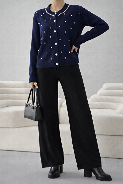 Nursay كارديجان تريكو مزين باللؤلؤ