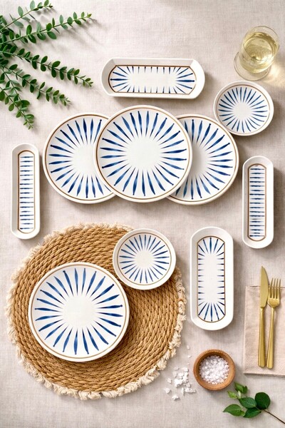 Yiğit Seramik Züccaciye İskandinav Model 4 Kişilik 10 Parça Kahvaltı Takımı