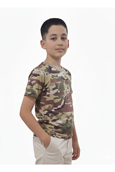 Nazlyna Multicam Patterned Unisex Children's Outdoor Military T-Shirt