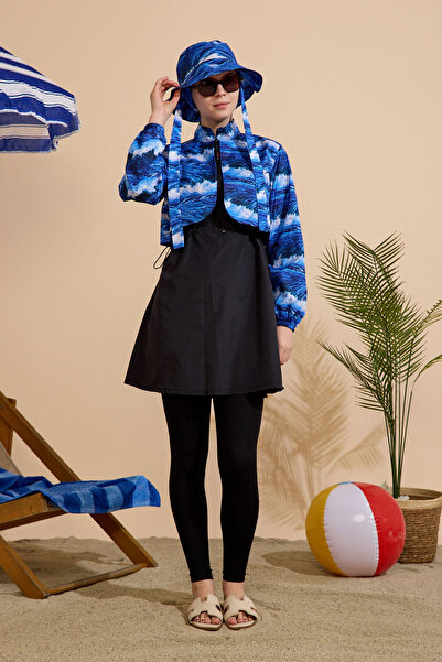 GAVLİA Women's Hijab Swimsuit 5-Piece Set - Half-Covering Zippered..