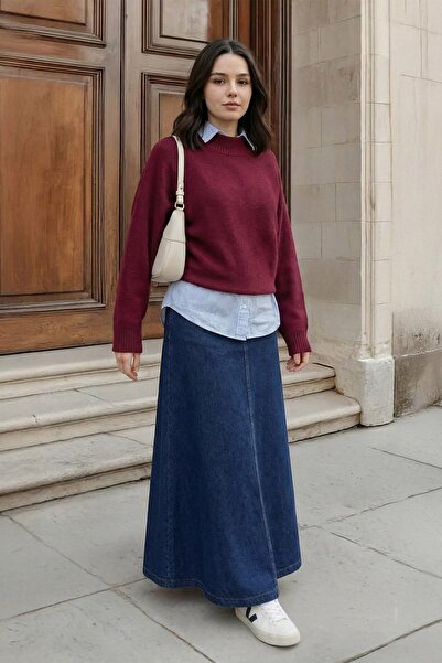 InStyle Bat Sleeve Burgundy Knit Sweater