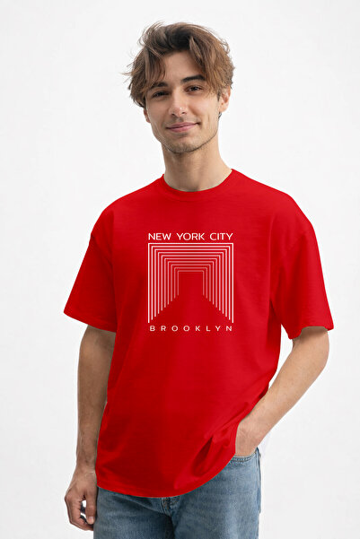 caddekombin Muški geometrijski hodnik beskonačnosti 100 lica Pamuk crvena T-s...