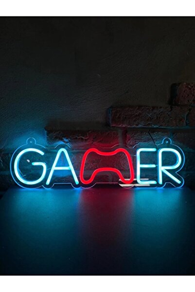 dekoraven Gamer Tasarım Neon Led Tabela - Oyuncu Odası Duvar Dekorasyonu - Ga...