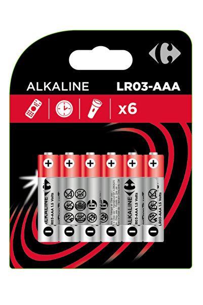 Carrefour Set of 6 Carrefour alkaline batteries, LR03/AAA 1.5 V