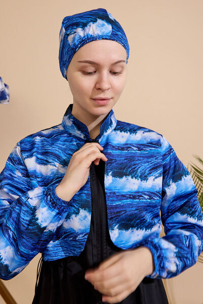 GAVLİA طقم ملابس سباحة نسائية محتشمة مكون من 3 قطع - تغطية كاملة مع سحاب..