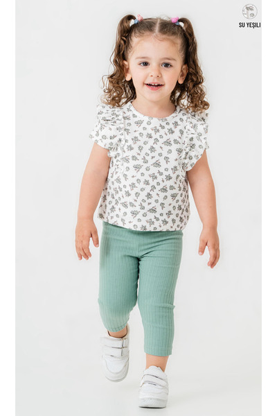 Smile Kids طقم تي شيرت صيفي مطبوع عليه زهور للفتيات الصغيرات