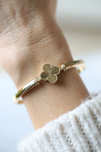 Yenigün Kuyumculuk 14 Ayar Altın Kalemli Tekli Yonca Kelepçe KLP54927