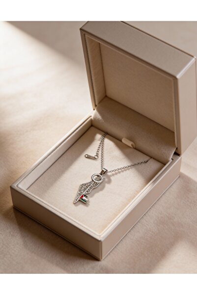 Zaytoon Palestine Map Return Key with Stainless Silver Plated Chain Unisex Ne...