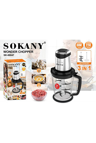 Generic SOKANY 800W 3-in-1 Food Chopper – 2.5L Multi-Functional Blender Grinder