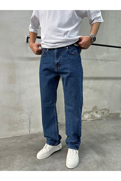 DİFRANSEL Men's Blue Lossefit Baggy Pants