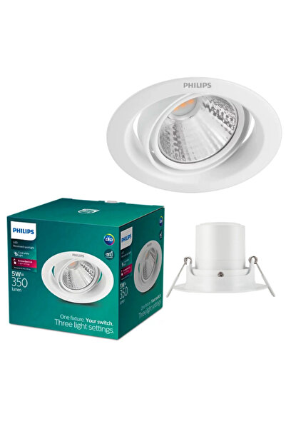 Philips 5w 350 Lümen 4000K Gün Işığı 3 Kademeli Kısılabilir Spot Armatür Deli...
