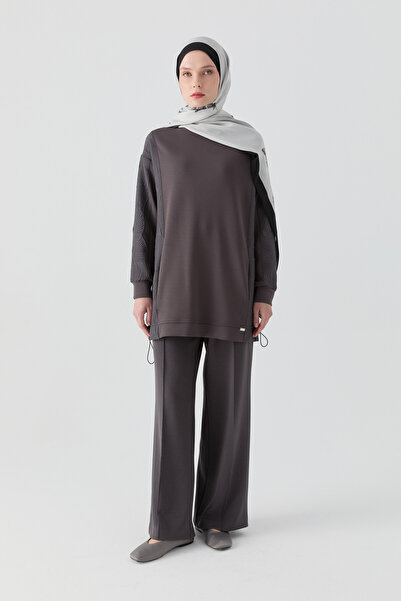 Tuğba Nervür Detaylı Örme Pantolon - Antrasit