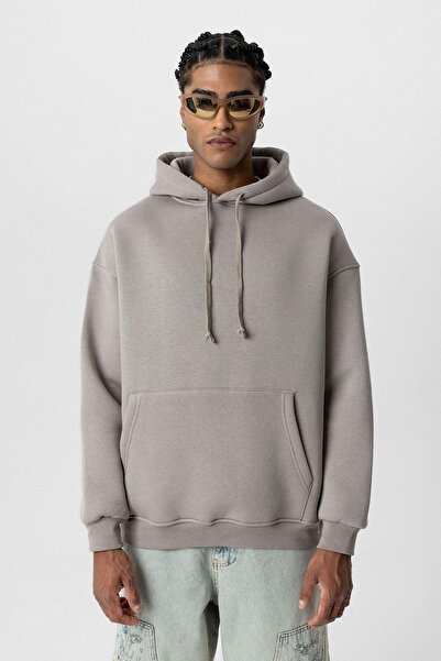 VAMOSCLO Basic Oversize Hooded Sweatshirt Light Mink