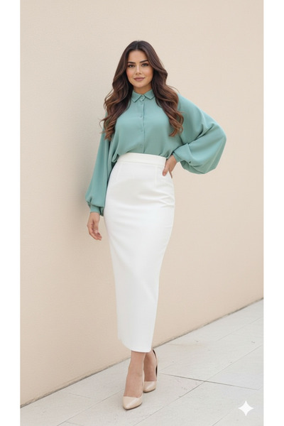 CNG MODA Elastic Waist Scuba Pencil Skirt