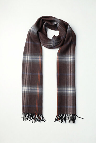 Bisse Wool Plaid Patterned Men's Scarf Brown