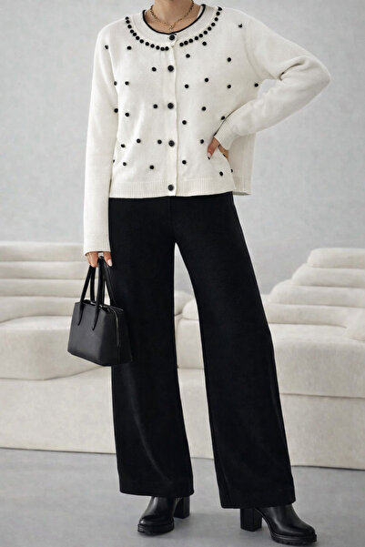 Nursay Pearl-Trimmed Knitwear Cardigan