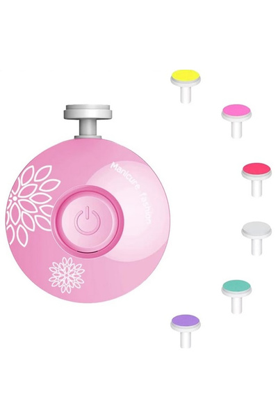 Zenva Electric nail file for babies/children/adults, 6 replacement heads, pink