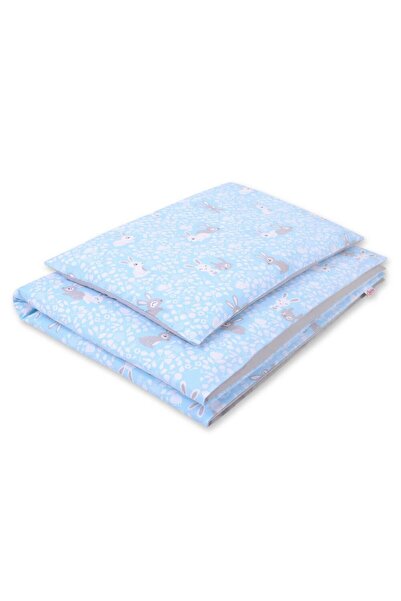 Other Double-sided 2-piece cotton children's bedding set - blue/gray bunnies