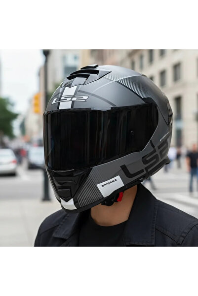 LS2 STORM 2 EPIC SİYAH-BEYAZ KASK (SİYAH VİZÖR)