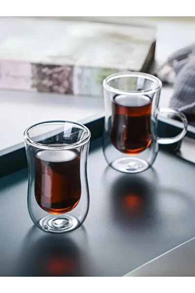 1Chase Set of 2-Double Wall Insulated Glass Cups, 80ml
