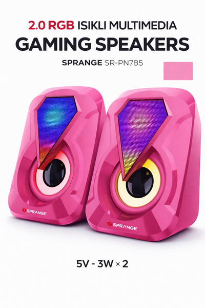 jetucuzal Sprange SR-PN785 2.0 RGB Işıklı Multimedia 5V 3W*2 Gaming Oyuncu Sp...
