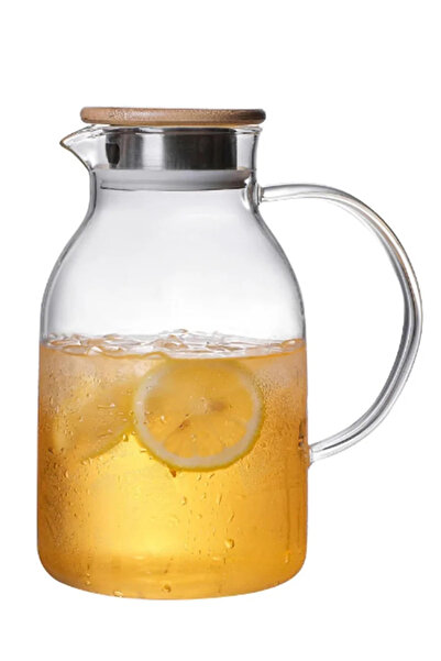 1Chase إبريق ماء من زجاج البوروسيليكات مع غطاء من الخيزران ومصفاة من الفولاذ ...