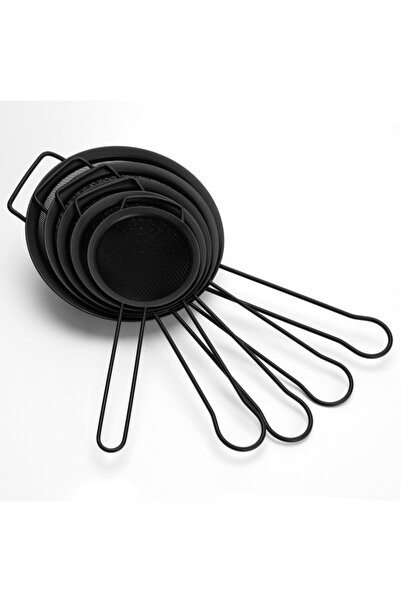 Fissman 5-Piece Fine Mesh Black Strainer with Hanging Loop Set, 10cm, 12cm, 1...
