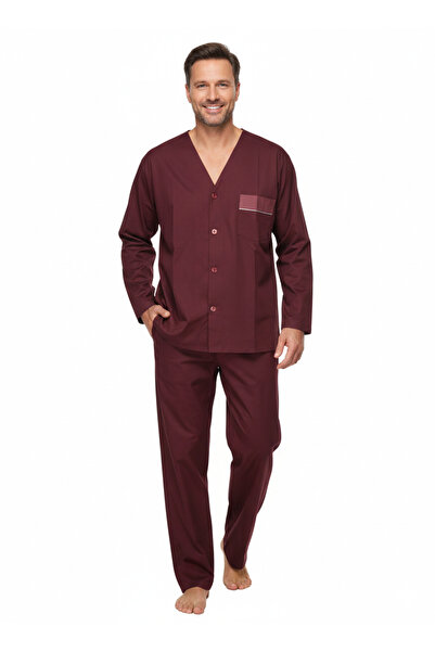 Oppland Men's Pajama Set 100% Cotton Fabric Plaid Pattern with Pockets Comfor...