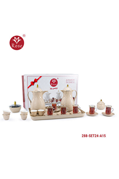 Rose CR-288-Tea and coffee serving set with a distinctive Islamic straw desig...
