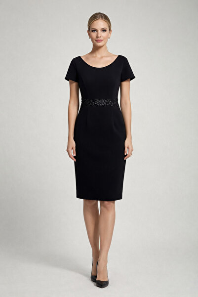 Saygın فستان متوسط الطول مطرز بالترتر