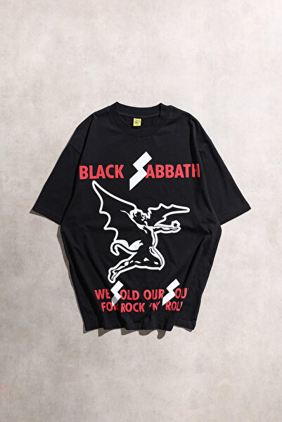 Overdrive Black Sabbath Oversize Unisex Siyah Kısa Kol Tshirt "We Sold Our So...