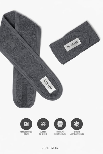 RUIADA 100% Cotton Hair/Makeup Headband Anthracite Sports-Yoga-Spa-Skin Care