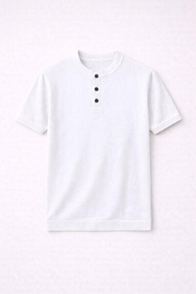 Valiberta Dogen Hakim Collar Buttoned Short Sleeve Slim Knitwear Men's T-Shir...