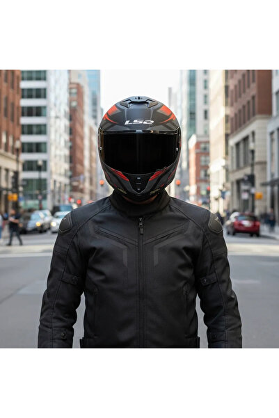 LS2 STREAM 2 FURY MAT SİYAH-GRİ-KIRMIZI KASK (SİYAH VİZÖR)