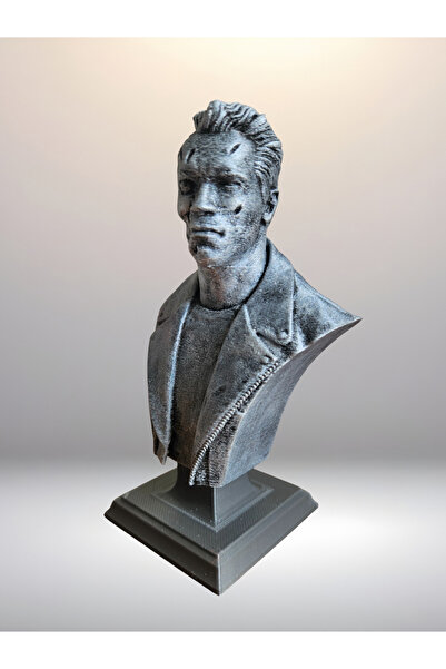 HobiHub Terminator Büst - Figür - Arnold Schwarzenegger - 12 CM El Boyaması PLA Plastik