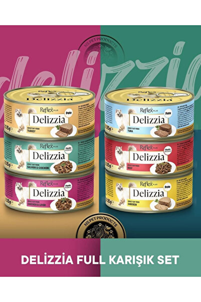 Reflex Plus Delizzia Karışık Yetişkin Kedi Maması Seti 6X85 Gram