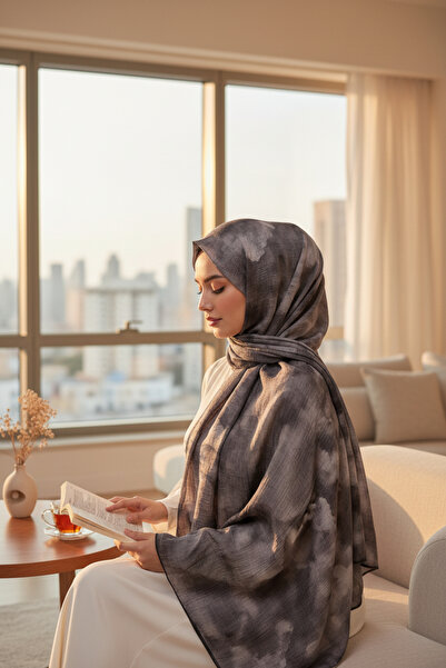 Onur Shawl - New Cloud Pattern Muslin Shawl Organic Seasonal Fabric Fashion T...