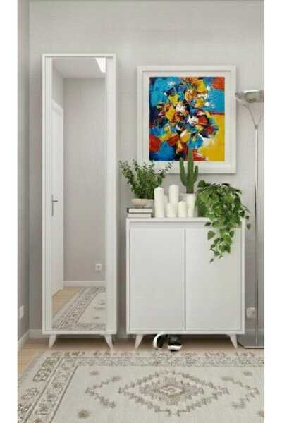 FUHO Şimal Aynalı Vestiyer Beyaz