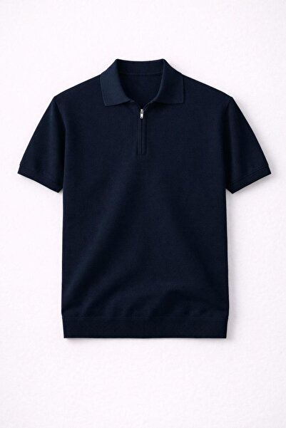 Valiberta Linus Zippered Polo Collar Short Sleeve Slim Knitwear Men's T-Shirt...