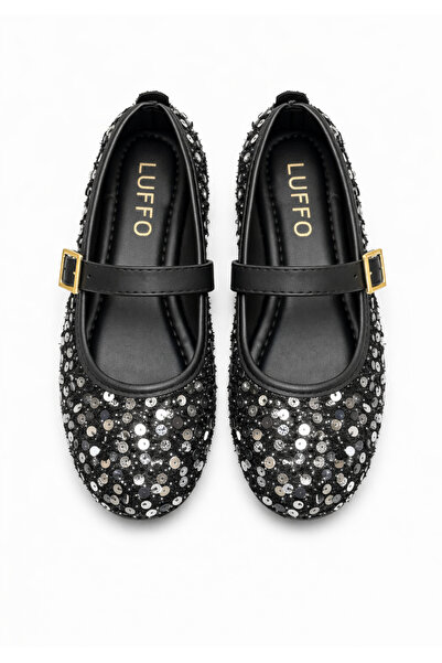 LUFFO Glittery Sequined Shiny Mary Jane Ballet Flats with Stylish Buckle and ...