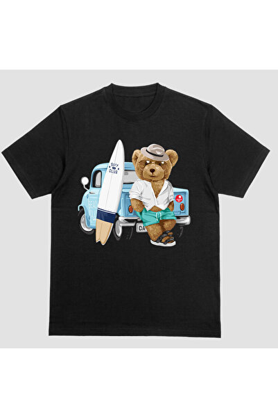 Kartier Tricou Unisex Negru Summer Vacation Bear