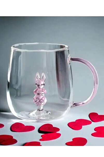 1Chase Borosilicate 3D Coffee Cup with Handle 300ml, Rabbit