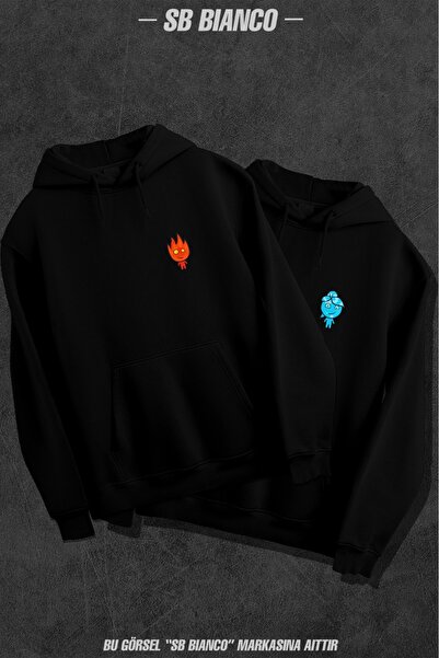 SB BİANCO Ateş & Su Çift Hoodie – Sevgililer Gününe Özel Unisex Sweatshirt Seti