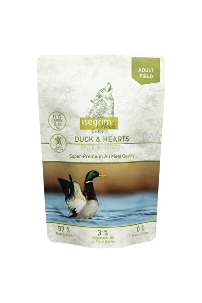 Isegrim Plic pentru câini adulți - Inimi de rață 410 gr.