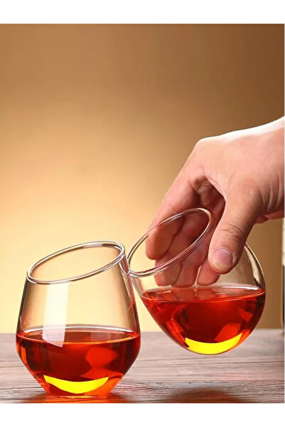 1Chase طقم من 4 أكواب - زجاج كريستالي مائل من البوروسيليكات سعة 350 مل