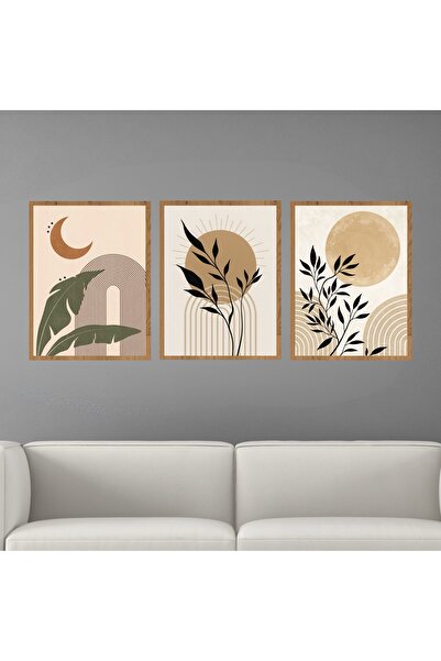 HippoDeco Bohem Minimalist MDF Tablo Seti – Modern Dekoratif 3’lü çerçevesiz ...